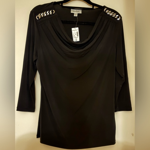 NWT Dressbarn Black Top with Silver Accents - Picture 2 of 8